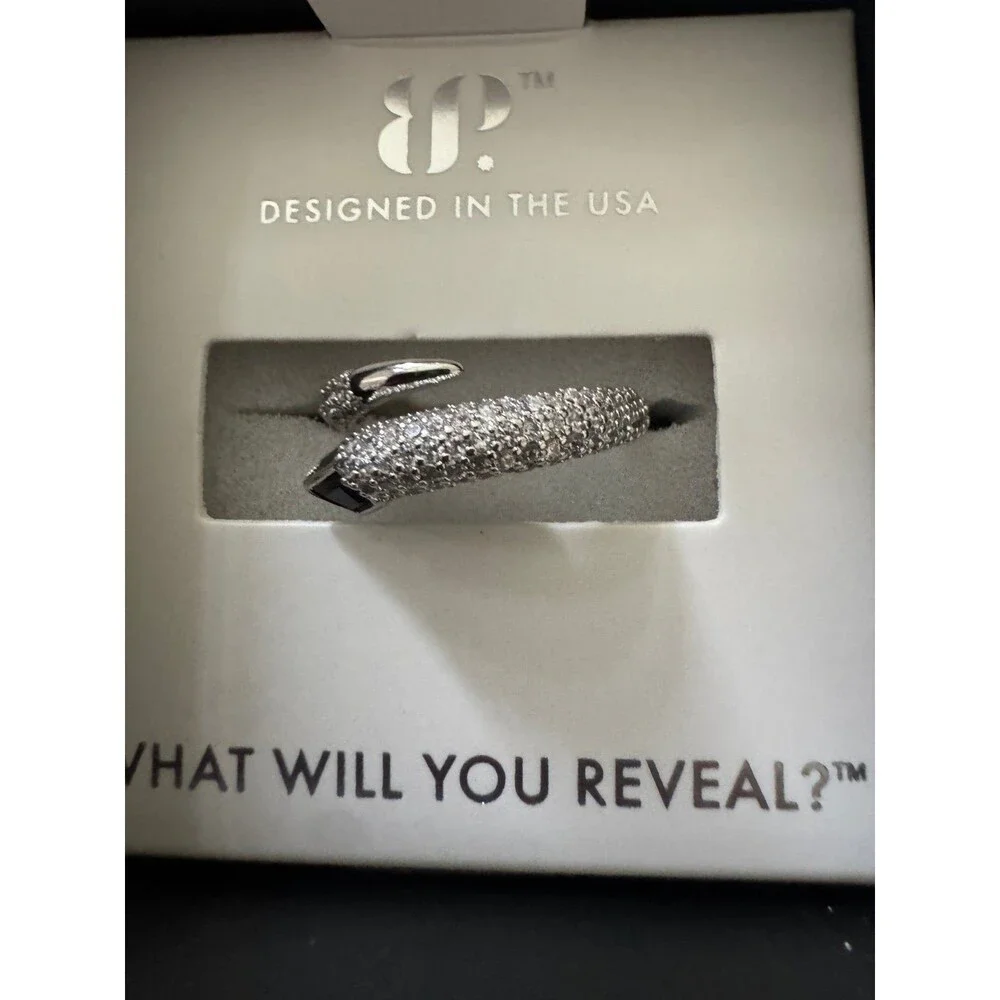 Bomb Party Obsidia Ring Size7 The Reflection Ring Rhodium Black Onyx
